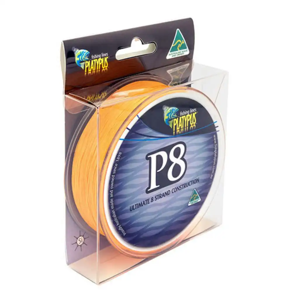 150yd Spool of Platypus P8 Braided Fishing Line - 8 Strand Orange Fishing Braid