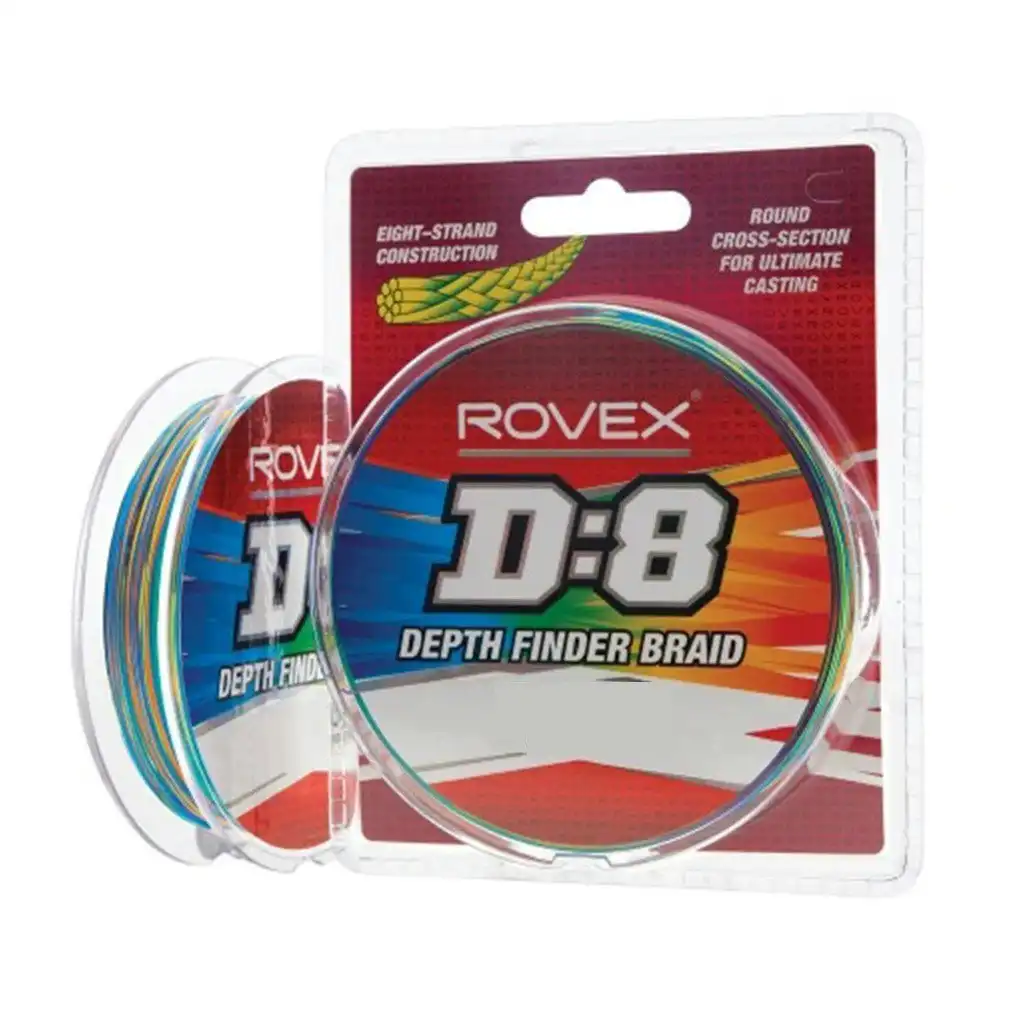 250yd Spool of 100lb Rovex D:8 Multi-Coloured Depth Finder Braided Fishing Line