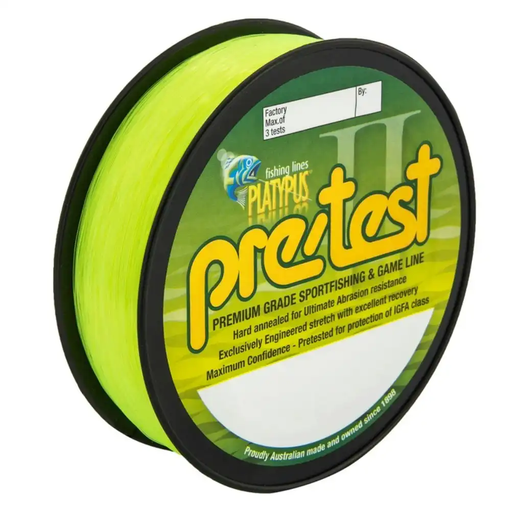 500m Spool of Platypus Yellow Pre-Test Monofilament Fishing Line-IGFA Class Line