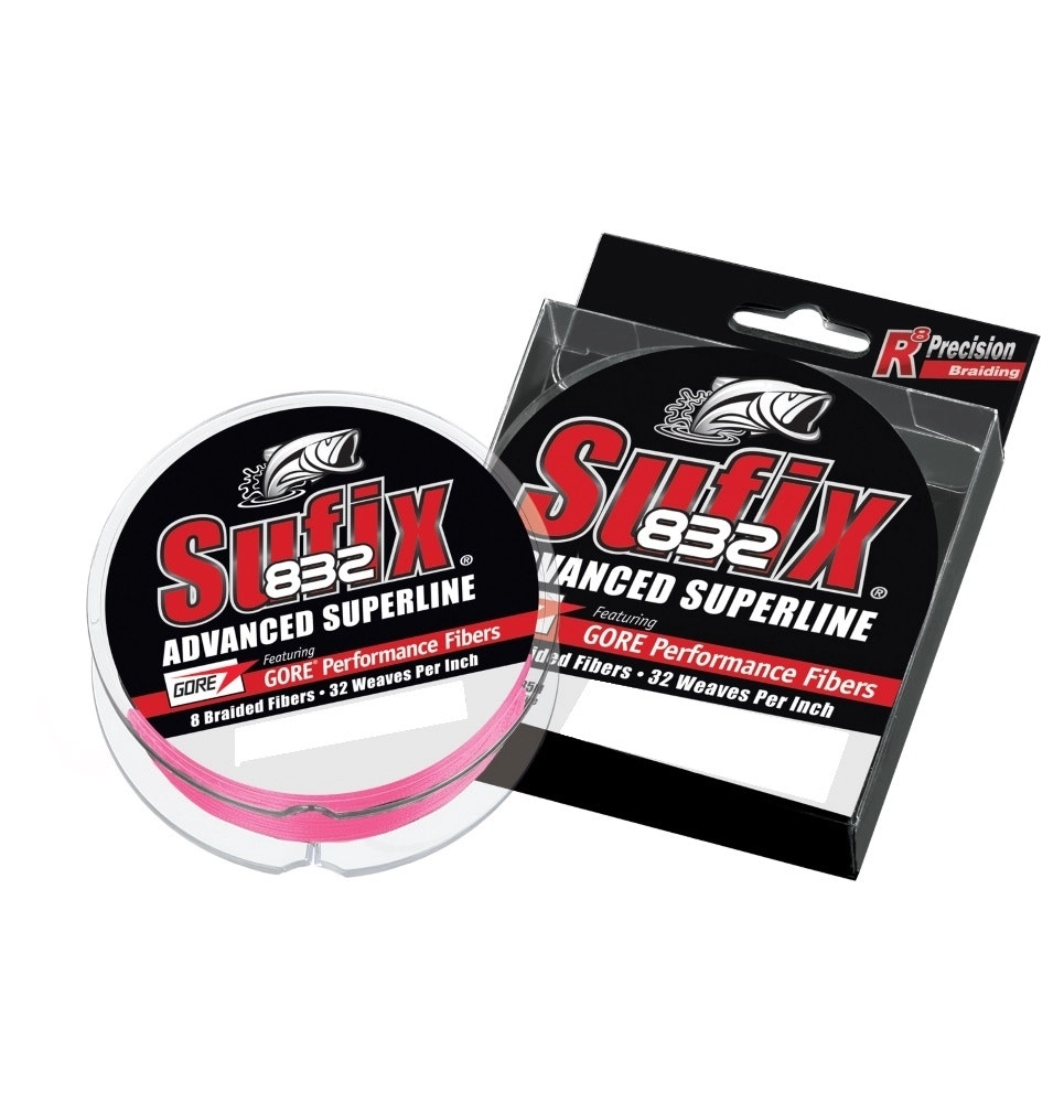 150yd Spool of Sufix 832 Superline Braided Fishing Line - Pink Braid