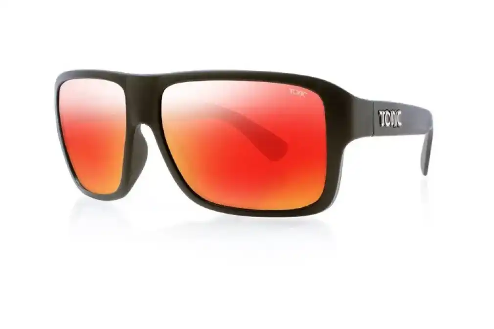 Tonic Swish Polarised Sunglasses with Glass Red Mirror Lens & Black Frame