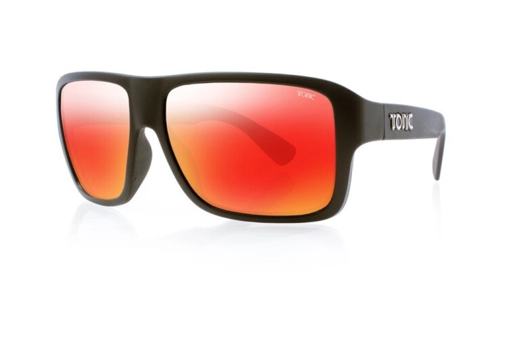 Tonic Swish Polarised Sunglasses with Glass Red Mirror Lens & Black Frame