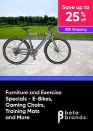 Furniture and Exercise Specials - Save On E-Bikes, Gaming Chairs, Training Mats and More